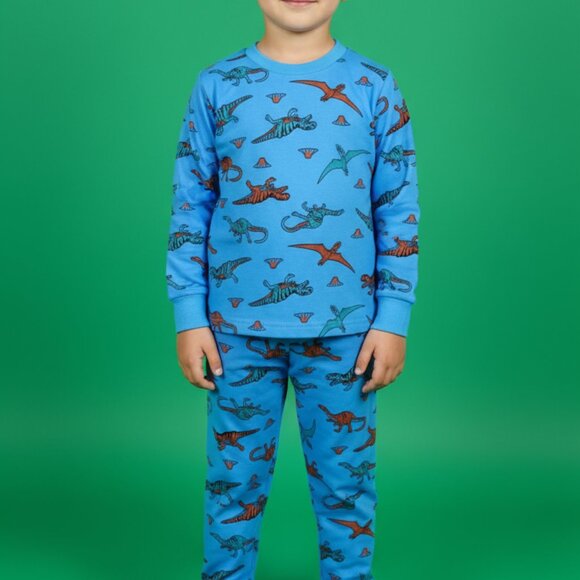 Blue Dinosaur Kids Pajama Top – Playful and Comfortable Nightwear - Picture 2 of 4